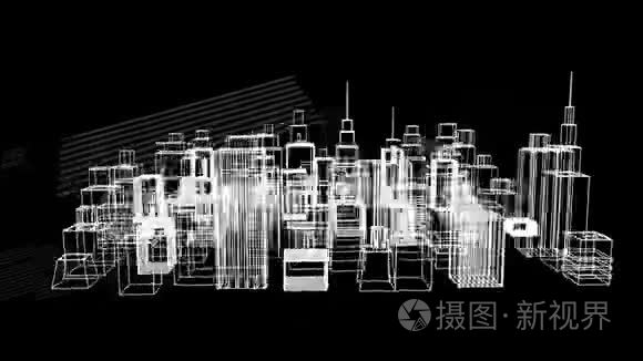 现代城市三维建筑模型动画