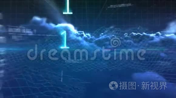 天空动画和二进制编码流动视频