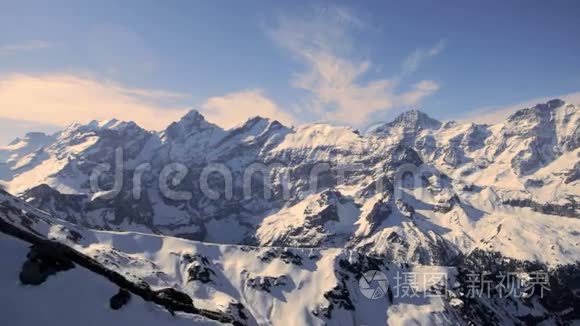 雪山全景山峰冰川空中观景台视频