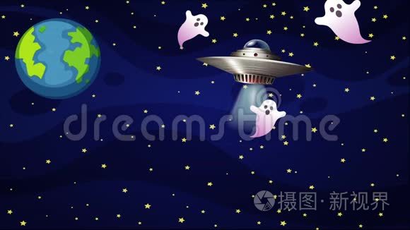 小行星之间的太空飞船旅行视频