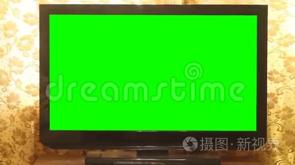 带有绿色屏幕的宽屏高清电视视频
