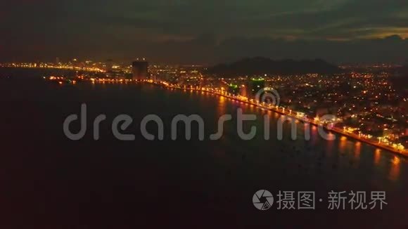 黑洋湾及远夜城的鸟瞰图视频