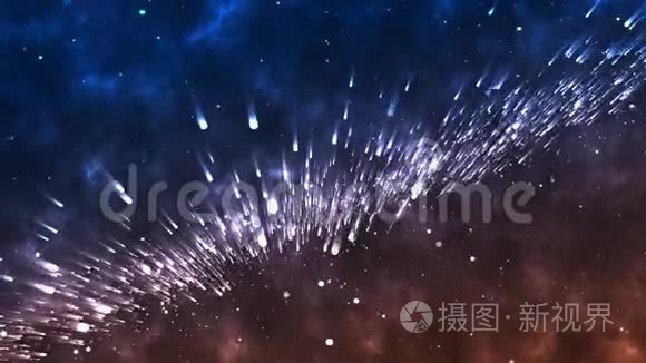 宇宙光迹和粒子的抽象背景视频