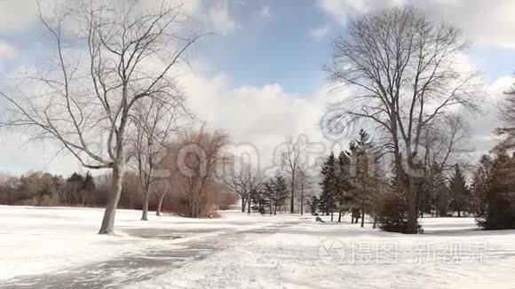 冰雪覆盖的冬季景观具有季节性视频