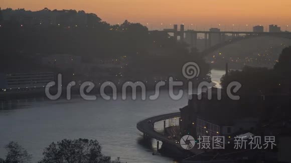 葡萄牙波尔图历史城市夜景视频