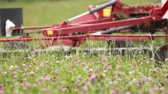 农业红机割草苜蓿地视频