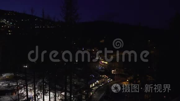 冬季小山城夜景视频