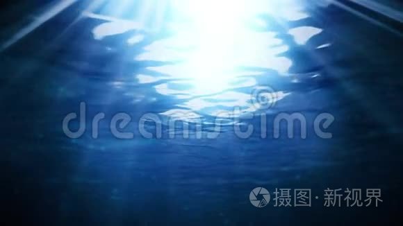 蓝色深海海底空气泡沫背景视频