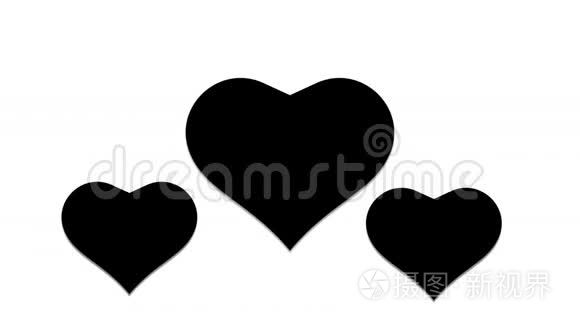黑色爱情心字形图标动画视频短视频