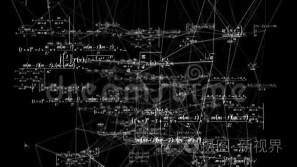 数学公式在空间科学和数学研究和发展概念中移动。 视频循环