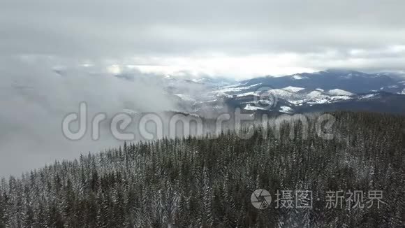 喀尔巴阡山冰雪覆盖的冬季美景视频