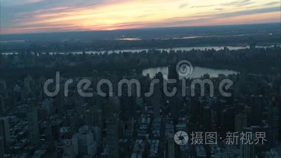日落中央公园纽约航空