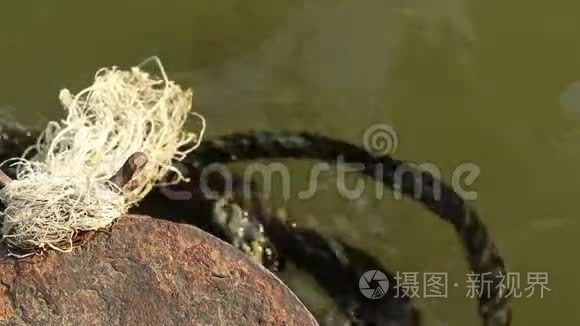 旧金属系泊柱和浮绳视频