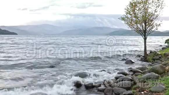 日本北海道通亚湖风景优美视频