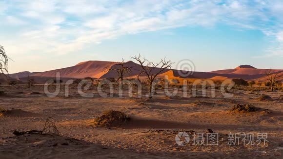 纳米布沙漠Sossusvlei的彩色沙丘和风景景观全景，纳米布诺克洛夫特国家公园，旅游目的地