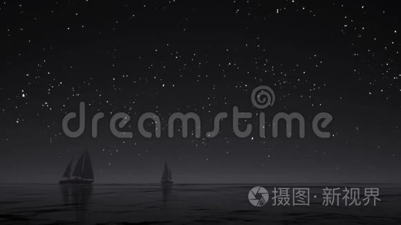 星空下的海上船只视频