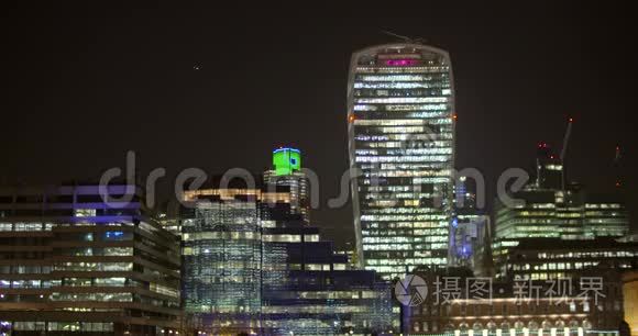 伦敦夜景的天际线视频