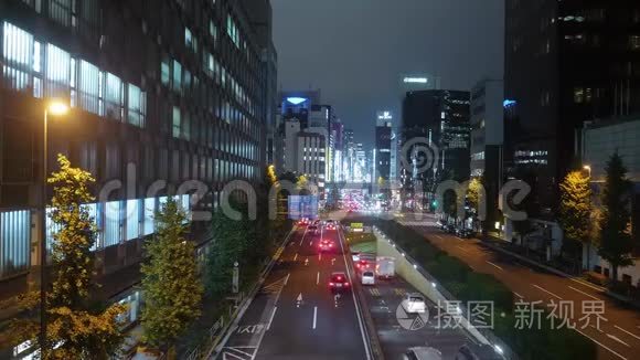 东京街景和夜间城市交通视频