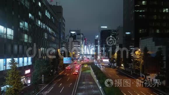 东京街景和夜间城市交通视频