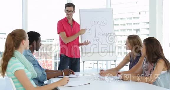 在一次会议上向同事们介绍自己的想法