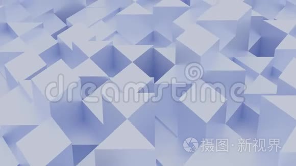 蓝色混沌立方墙背景。 3d渲染图