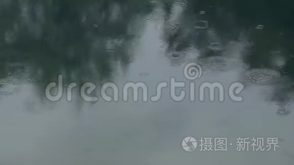 轻松观赏落在湖中的小雨视频