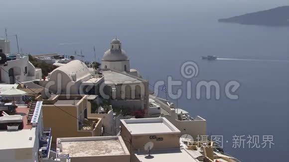 圣托里尼希腊群岛海运船视频