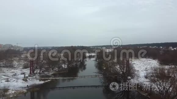 冬季河流景观雪航空