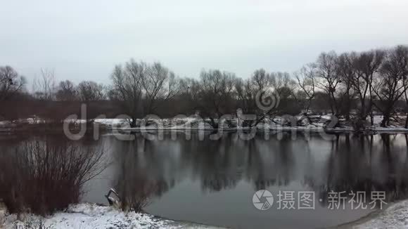 冬季河流景观雪航空