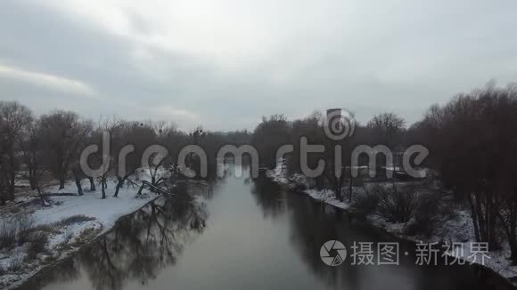 冬季河流景观雪航空