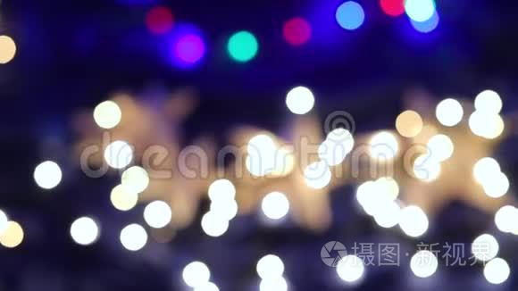 抽象模糊的圣诞节灯光博克背景视频