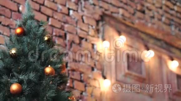 带玩具的圣诞树照明门背景视频