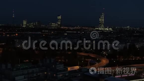 空中维也纳城市夜景视频