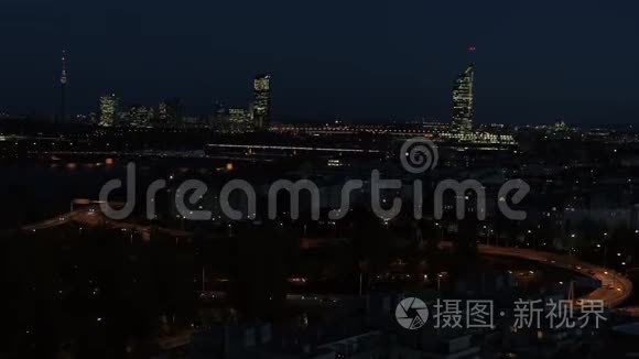 空中维也纳城市夜景视频