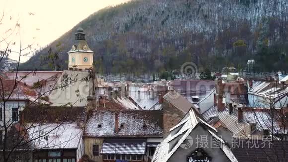 罗马尼亚中世纪小镇布拉索夫的景色