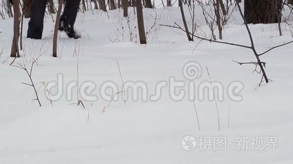 在深雪中行走的人