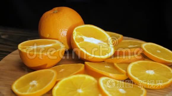 有新鲜橘子的桌子视频