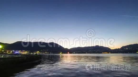 傍晚意大利科莫湖风景如画视频
