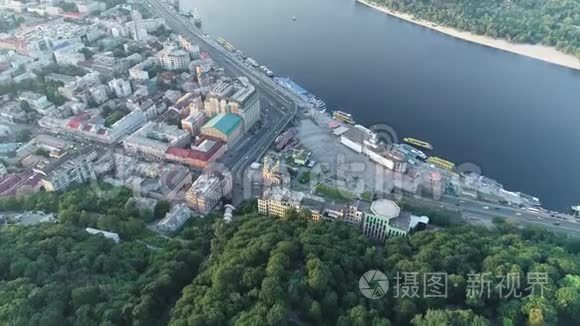 乌克兰基辅市邮政广场的鸟瞰图视频