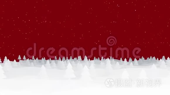 圣诞节背景剪影森林在红色视频