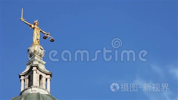 英国伦敦老贝利法官雕像视频