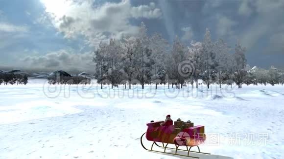 圣诞老人`新喷气机在冬季景观中滑行。