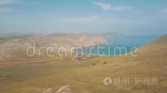 从空中俯瞰贝加尔湖西伯利亚视频