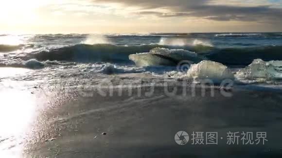 冰滩冰岛冰湖海洋.