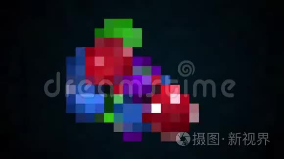 五颜六色的闪光块。 计算机产生8bit效果.. 三维渲染像素背景