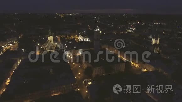 乌克兰老城利沃夫之夜视频