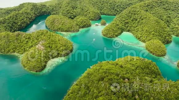 菲律宾Siargao苏格巴泻湖鸟瞰图。