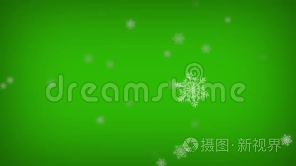 绿色屏幕上飘零的卡通雪视频