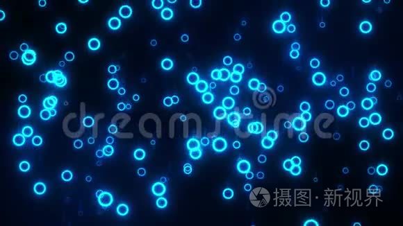 发光的蓝色圆圈环形运动背景视频