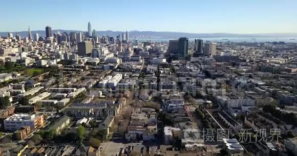 美国旧金山的全景阳光城市景观视频